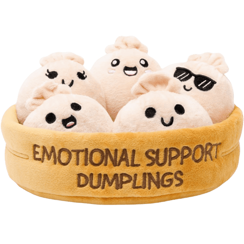 Emotional Support Dumplings by Relatable, Cuddly Stuffed Animals and Toys, Squishy Toys and Plushies, Great Gift Ideas for Loved Ones of All Ages, Includes 5 Plushies with Carrying Basket